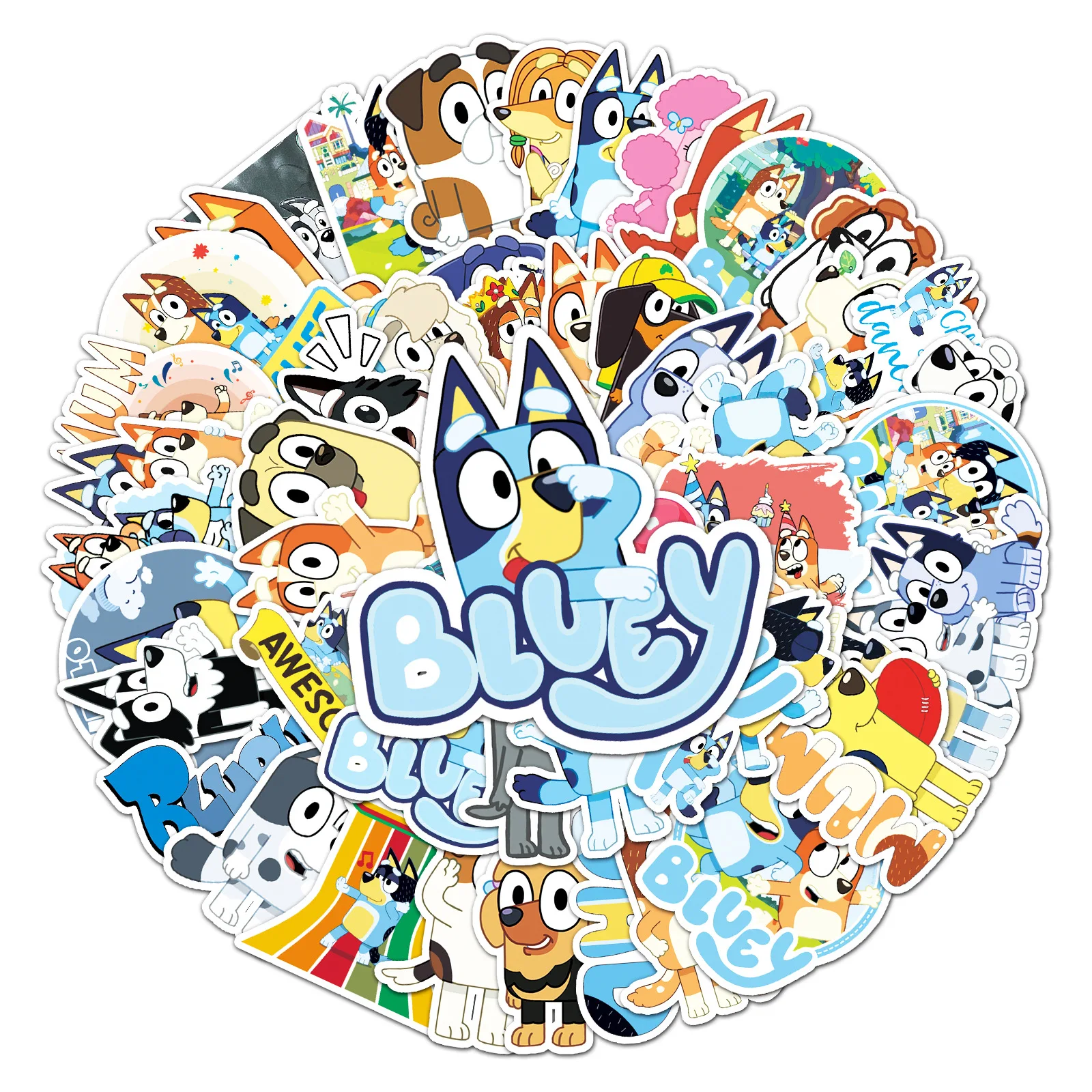 50 Bluey Cartoon Anime Stickers DIY Toys Kawaii Gifts Laptop Labels Decorative Scrapbooking Aesthetic Pegatinas |