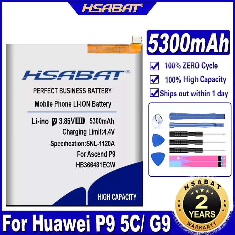 

5300mAh HB366481ECW Battery for Huawei P9 5C/P9 G9 lite/P10 lite/p20 Lite/G9 8/Honor 8 9 Lite/ Y6 II/honor 6c pro/v9 play