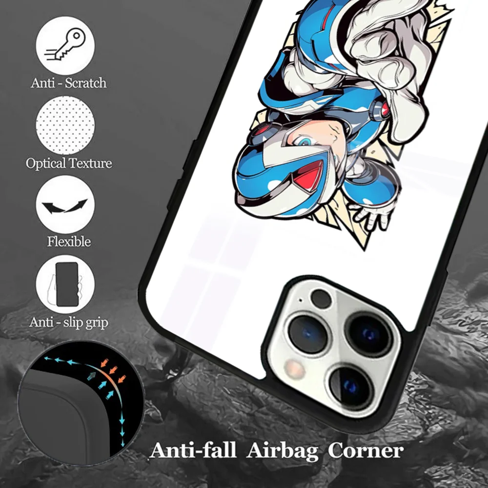 Чехол для телефона Manga Games Megaman X iPhone 16 15 14 13 12 11 Pro Max Plus Mini Magsafe Mirror беспроводной