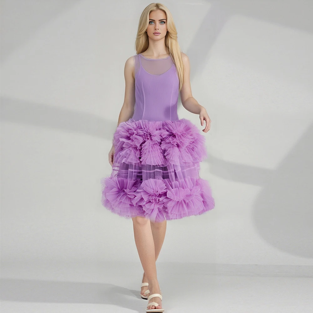 Модные вечерние платья из тюля с открытыми плечами и оборками без рукавов