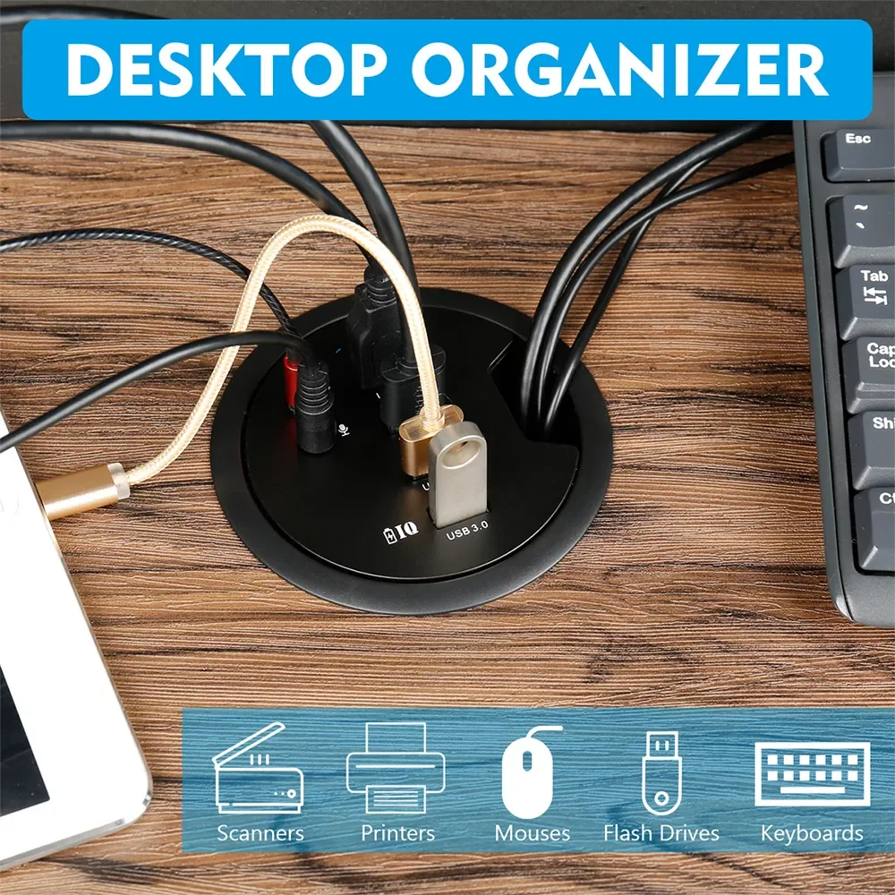 

USB Desk Hub USB3.0 HUB With 4 Port USB3.0 Headphone/Mircophone Adapter For Desktop PC USB HUB Desk Mount USB 3.0 Splitter