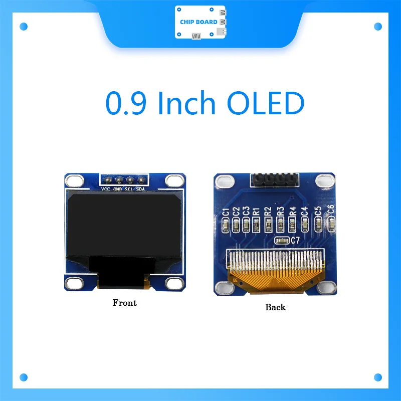 Фото 01Studio 0,9 дюйма 0,9 дюйма OLED I2C 4-контактный белый модуль дисплея Screnn Board для PyBoard Micropython №3
