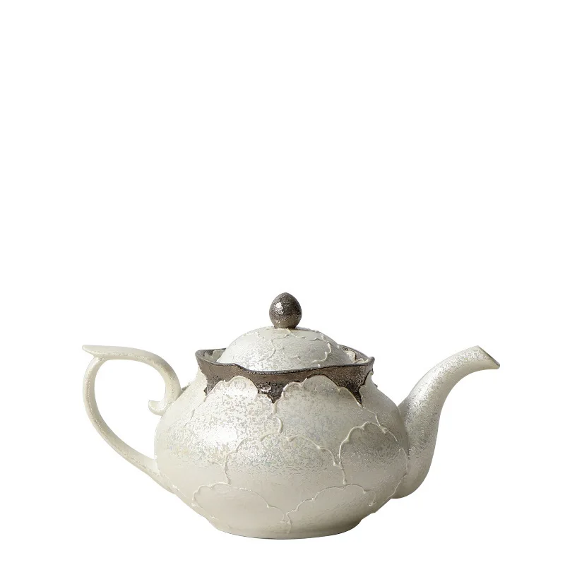 Японская печь Arita Yaku Bunshan Pearl White Glazed Sier Edged P Кофейная чашка Блюдо Чайник Кружка