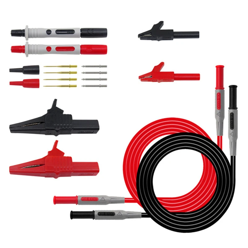 

Multimeter Test Probe Wire Pen Kit Leads Large Crocodile Clips Little Alligator Clips Test Probe Handles Replaceable Tips