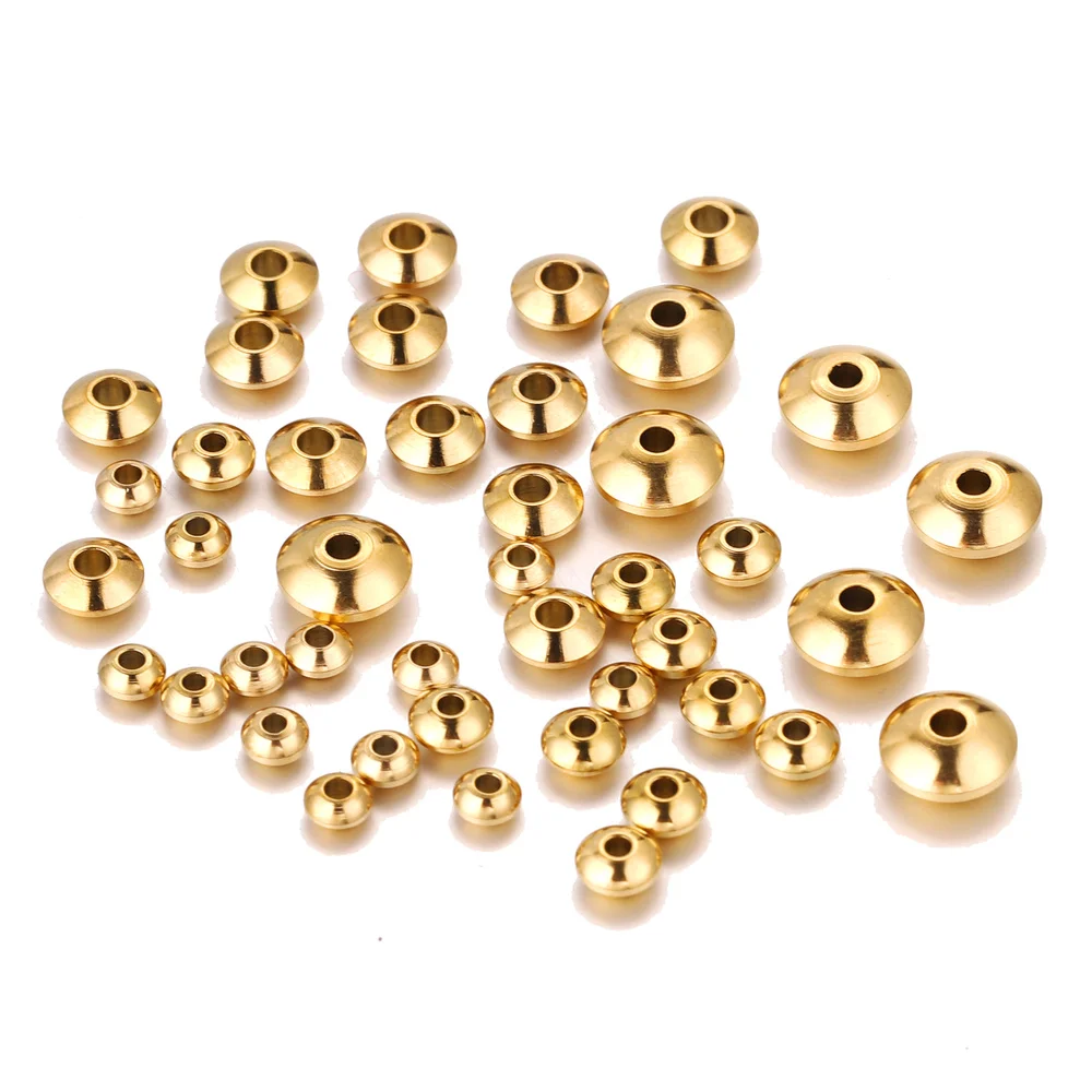 

20pcs Stainless Steel Plated 18K Gold Flat Spacer Abacus Beads 4/5/6/8mm Golden Large Big Hole Charm Beads DIY Jewelry Making