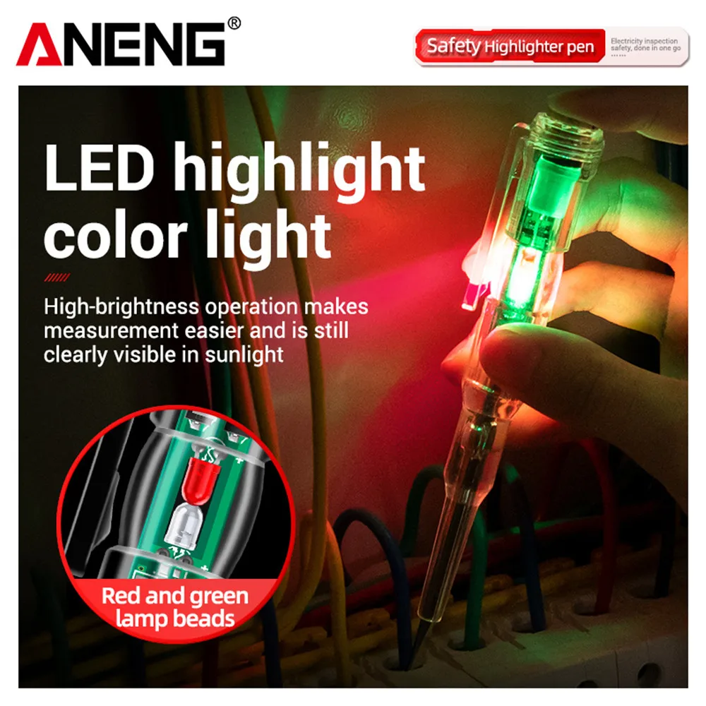 

24-250V Electric Test Pen Screwdriver High-bright Lantern Two-color Intelligent Voltage Detector Circuit Tester Home Accessorie