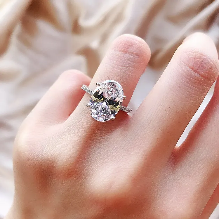 

European and American Pigeon Egg Zircon Diamond Ring Jewelry New Luxury Fashion High Quality Wedding Bridal Jewelry