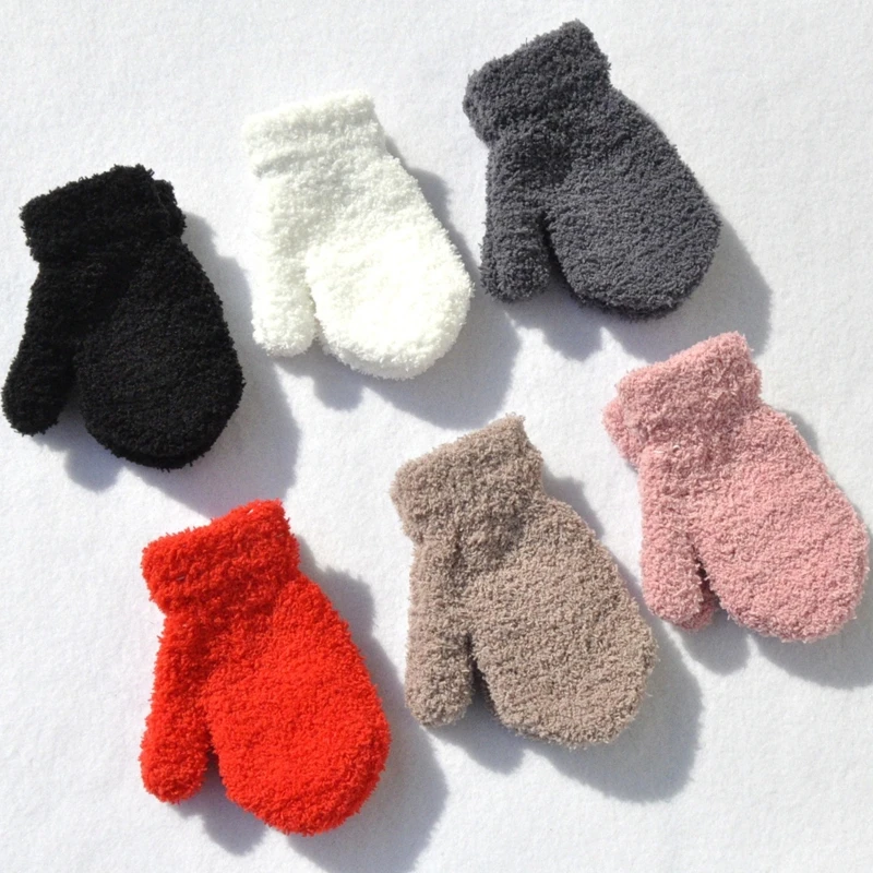 

Новые теплые плюшевые плотные теплые детские перчатки, зимние Бархатные варежки, детские перчатки из кораллового флиса с полными пальцами для детей, перчатки