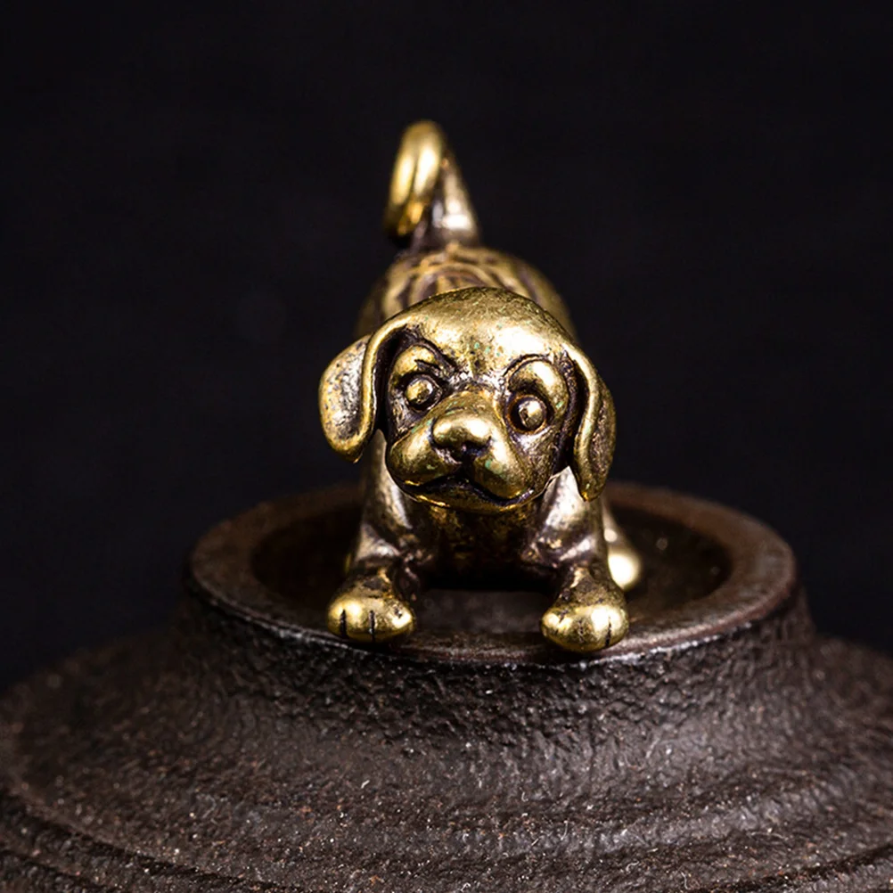 

2 Pcs Puppy Decorative Pendant Hanging Chic Ornament Jewelry Blessing Dog Adornment Copper Collection Gift Unique Desktop