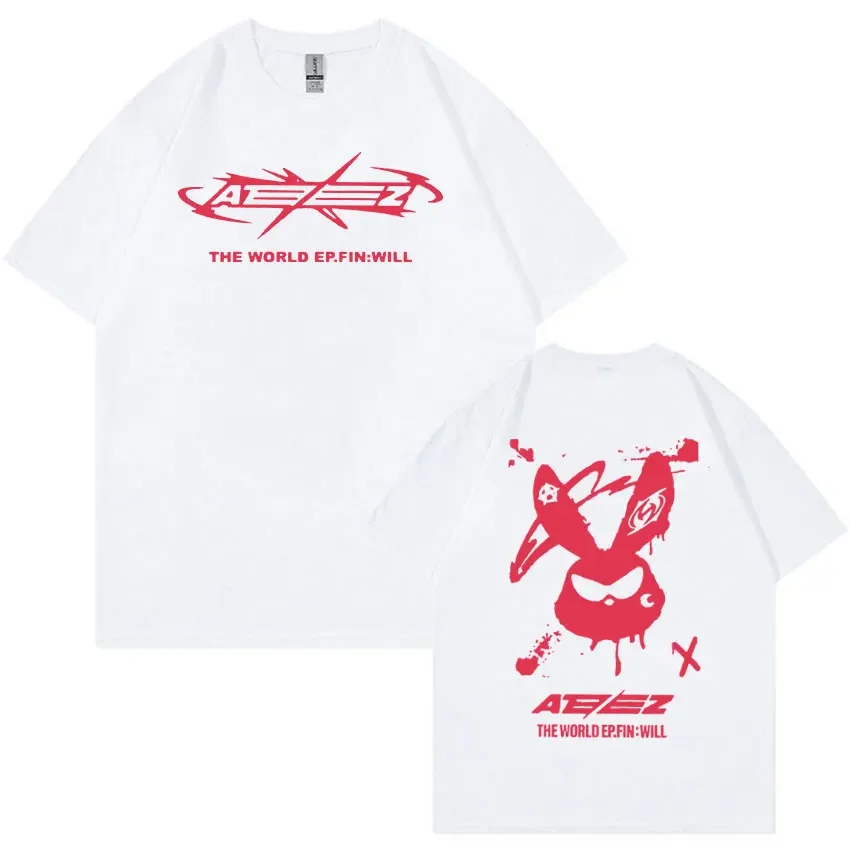 Футболка Мужская/женская оверсайз модная тенниска из хлопка в стиле K-POP/Ateez с