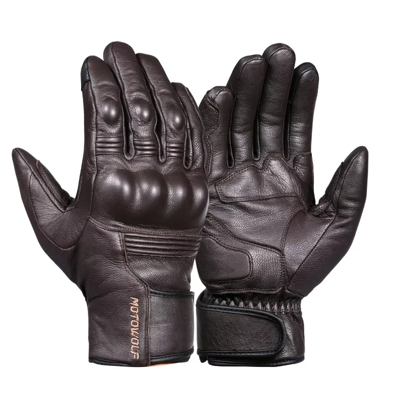 

2021 Real Leather Motorcycle Gloves Waterproof Windproof Winter Warm Summer Breathable Touch Screen Riding MTB Bike Car Gloves