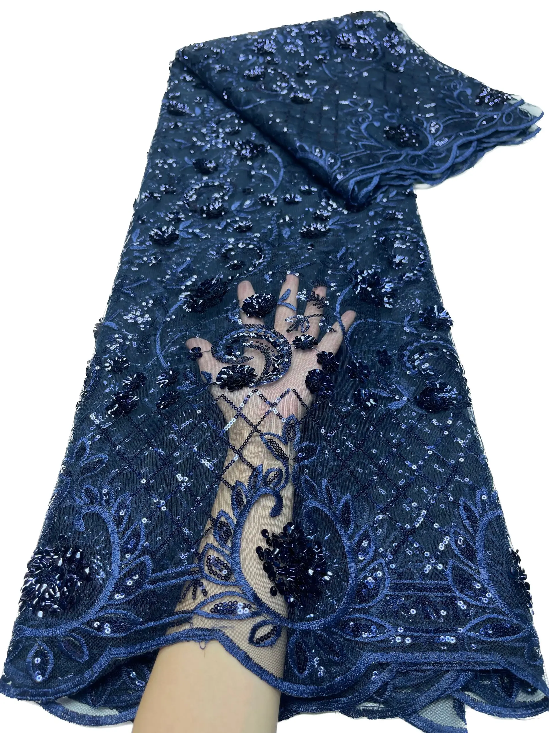 

YQOINFKS, 5 ярдов, французская кружевная ткань с блестками, африканская нигерийская Женская швейная одежда ручной работы, женское свадебное высококачественное платье