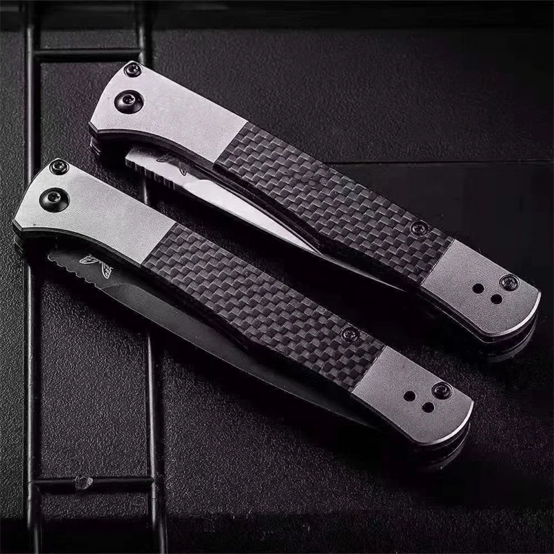 

Bench 4170BK Made Knife Italian Mafia BM4170BK S90V Blade Aluminum and Carbon Fiber Handle Outdoor Safety Defense Pocket Knives