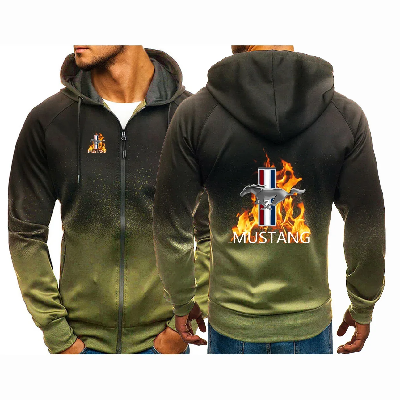 2024 весенне-осенний мужской принт Mustang индивидуальный градиент цвета высокое