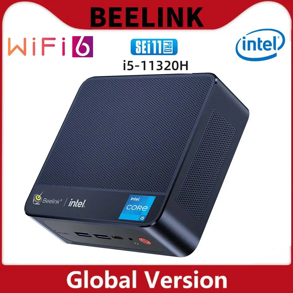 Intel Core i5 11320H 11th Windows 11 Pro Beelink SEi Mini PC 16GB DDR4 500GB SSD Wifi6 BT 5,0 4K HD 1000M RJ45 Typ C Computer