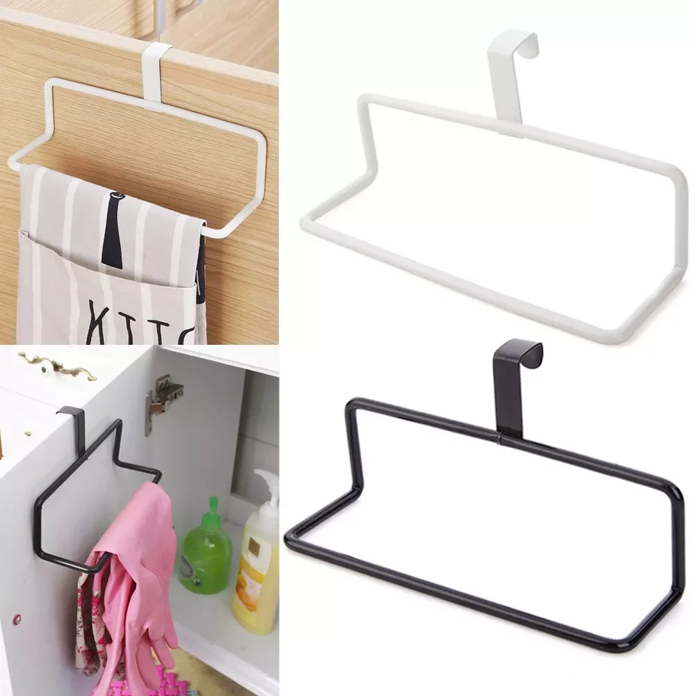 

NEW2023 Towel Racks Over Kitchen Cabinet Door Towel Rack Bar Hanging Holder Bathroom Shelf Rack Home Organizer Long Wall Hook