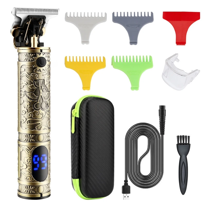 

Professional Barber Clipper Vintage T9 Trimmer Cordless Hair Cutting Machine Hair Trimmer For Men With Digital Display