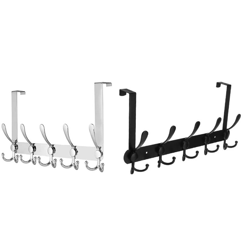 

Over The Door Hook: Door Hanger Hook Rack With 5 Tri Hooks For Hanging Coats, Door Towel Rack Towel Hanger Door