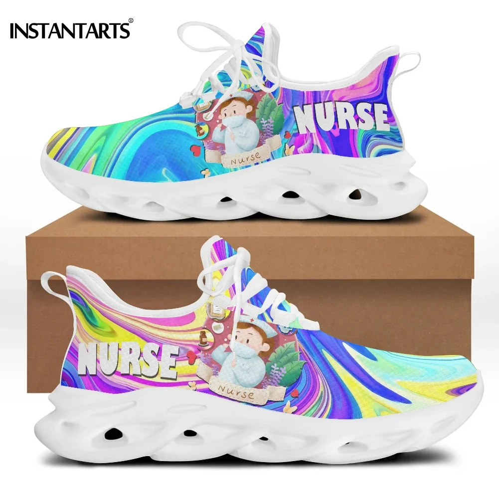 

INSTANTARTS Cool Colorful Nurse Shoes for Women Female Sneakers Light Mesh Summer Spring Flats for Lady Women's Footwear 2022