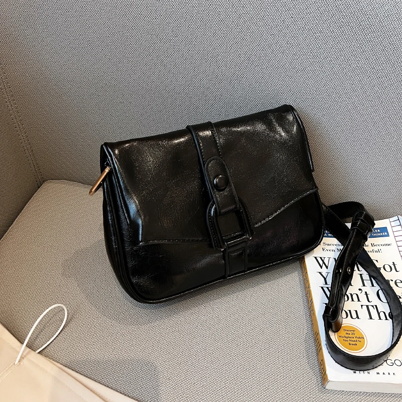

Vintage Women's Bag Solid Color Square Handbag and Purse Lady Versatile One Shoulder Bag Folding Pocket Messenger Bags for Women