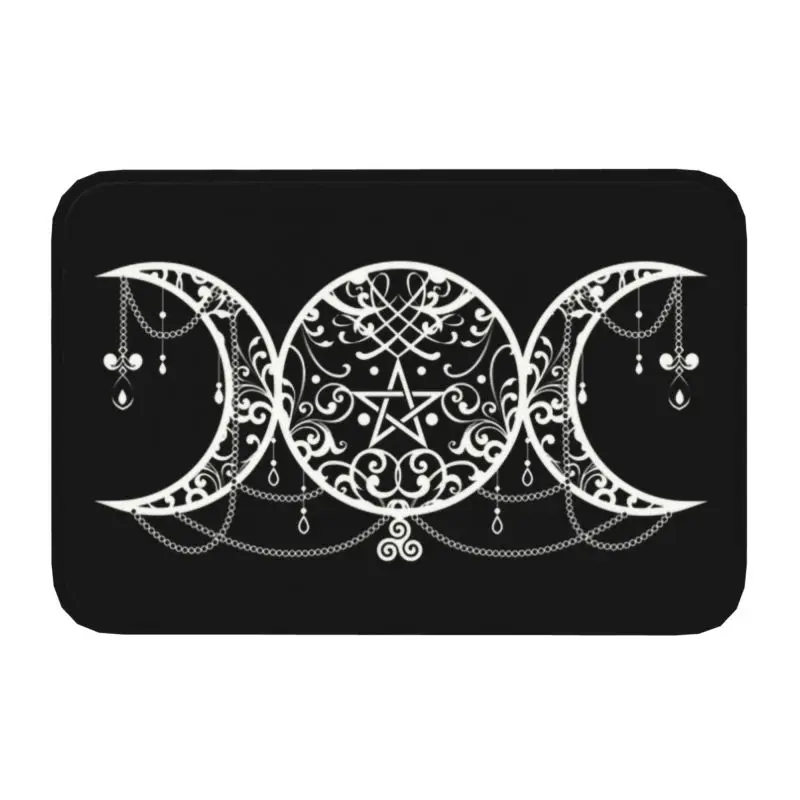 

Goth Witch Triple Moon Doormat Mat Anti-Slip Pentagram Pagan Wiccan Goddess Bathroom Kitchen Balcony Rug Carpet 40*60cm