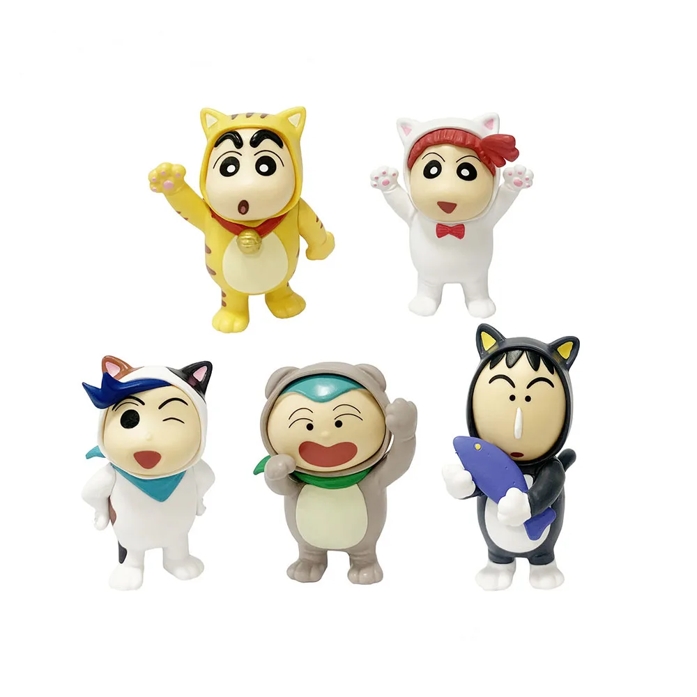 

5Pcs/set Anime Crayon Shin-chan Cosplay Animal Cute Q Version PVC Charm Collection Car Decoration Ornaments Gifts for Children