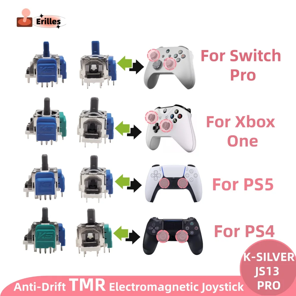 Фото 2/4/10 шт. K-SILVER JS13 PRO + TMR джойстик для PS5 PS4 Switch Pro Xbox One серии анти-дрейф электромагнитный 3D аналоговый джойстик №1