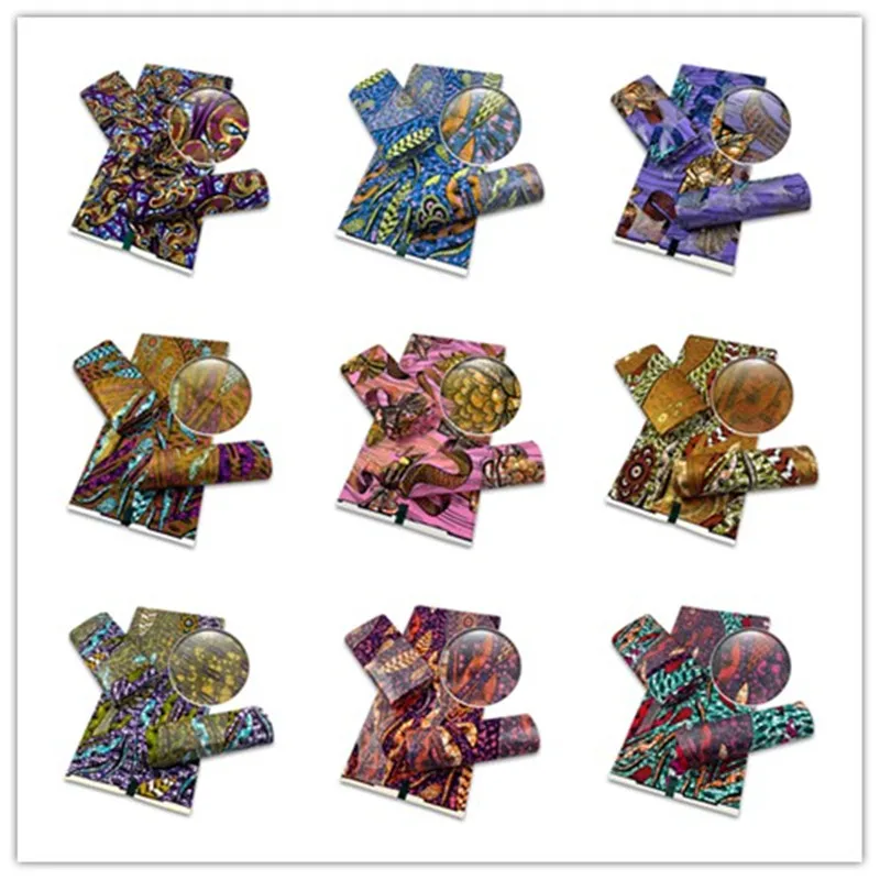 

New African Wax Print Fabric Ankara Kitenge Pagne Loincloth Batik Wholesale Golden Glitter Grand Cotton Material For Sew 9A020