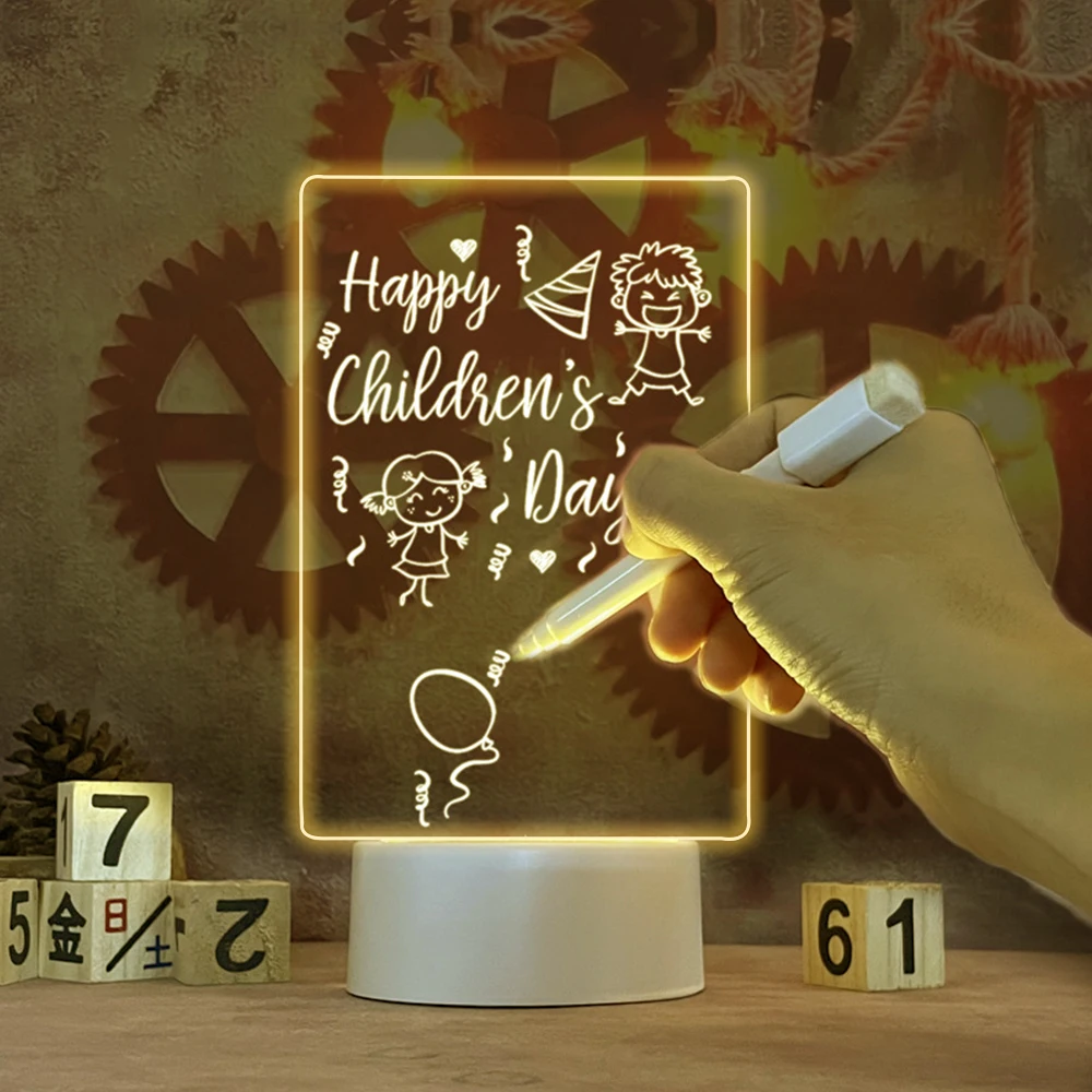 2023 Creative Note Board Led Night Light USB Message Board Holiday Light With Pen Gift For Children Girlfriend Decoration Lamp