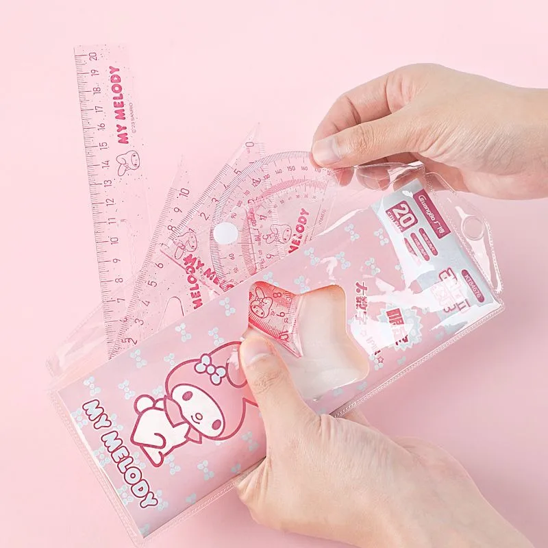 Линейка Sanrios 20 см набор из четырех частей линейка Kuromi милая для студентов