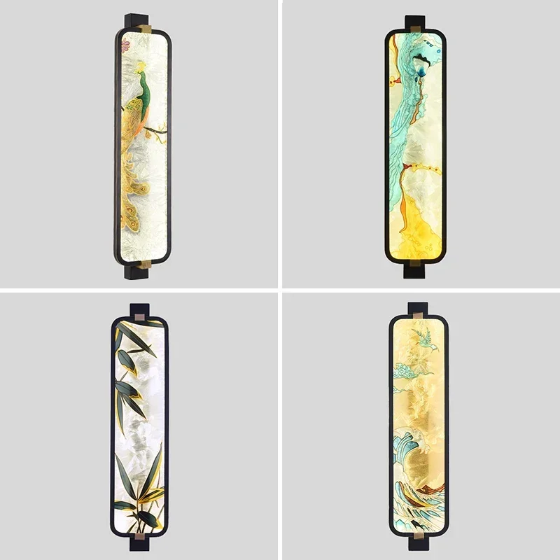 Китайская прямоугольная цветная настенная лампа для гостиницы гостиной фон