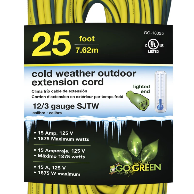 

12/3 25' Cold Weather Extension Cord - Lighted End