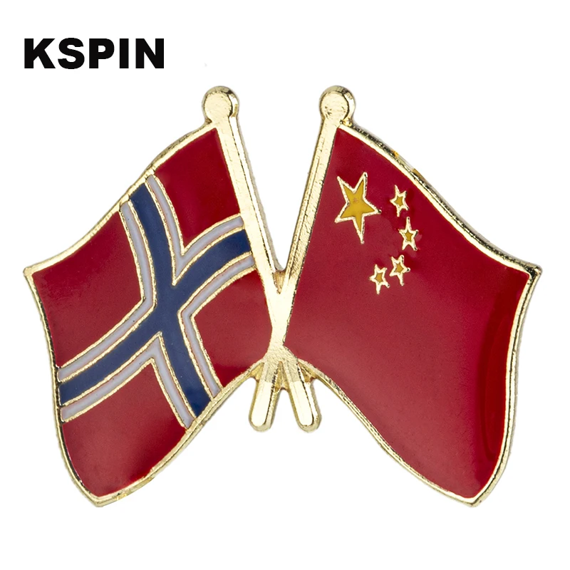 

Norway & China Friendship Flag Badge Brooch Natinal Lapel Pins Flag Lapel Pins Country Flag Badge