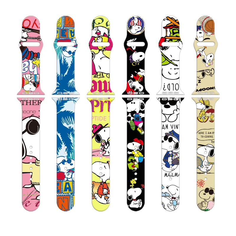2022 New Snoopy dog silicone Strap For Apple Watch Band 41mm 45mm 44mm 42mm 40mm 38mm Bracelet For iWatch SE 7 6 5 4 3 2 1