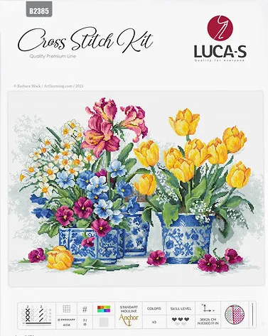 

Комплект для вышивки крестиком luca-s b2372 spring garden 58-43, 14/16/18/27/28, высокое качество