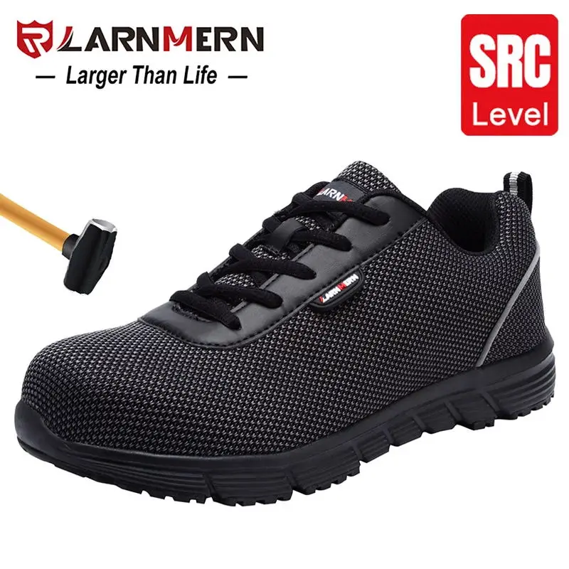 LARNMERN Men's Safety Work Shoes Steel Toe Lightweight Breathable Anti-smashing SRC Non-slip Reflective Casual Sneaker