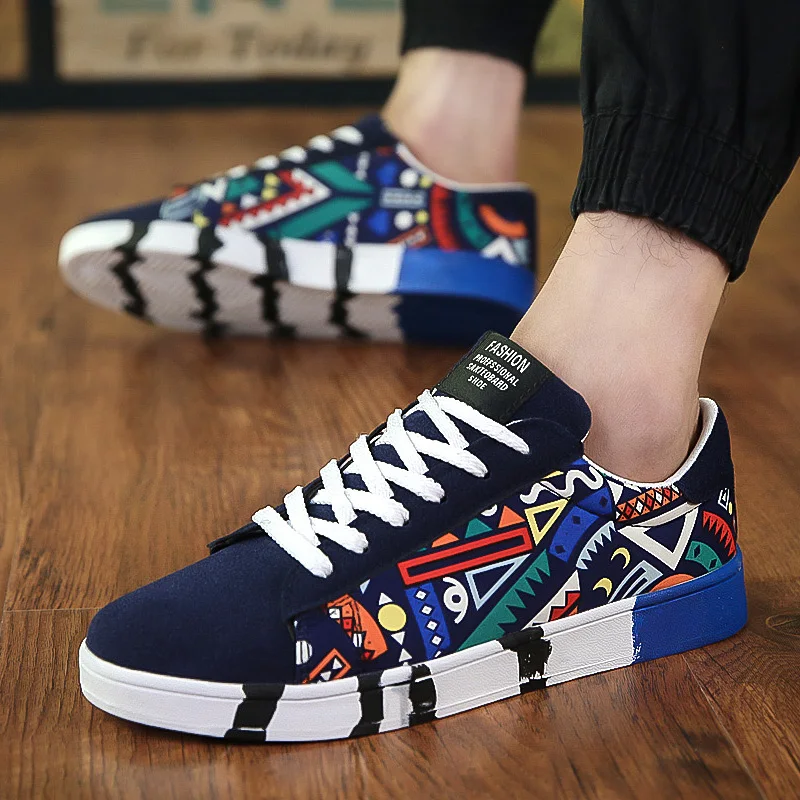Sneakers Mens Casual Vulcanized Skateboarding Shoes Fashion Lace-up Breathable Sports Shoes Male