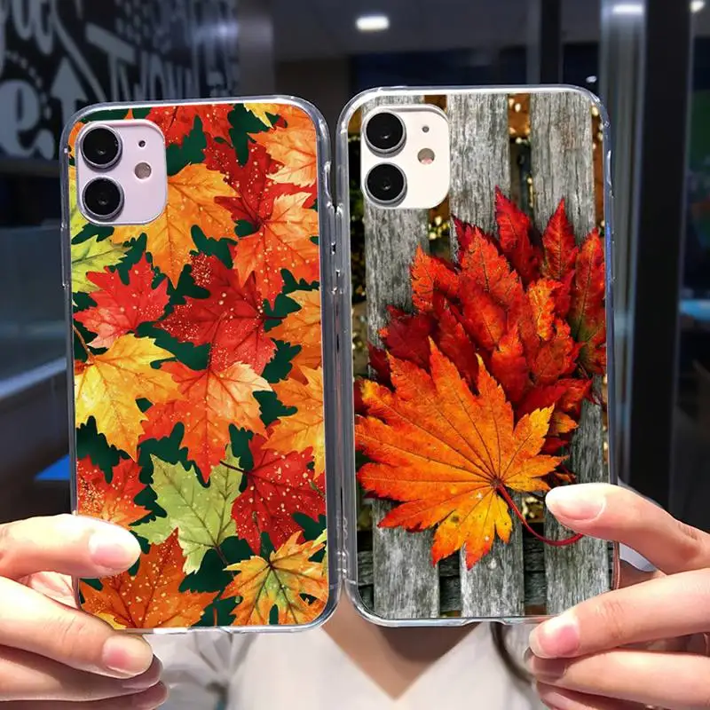 

Falling Autumn Leaves Phone Case For Iphone 11 12 13 Pro Max 7 8 Plus X Xr Xs Max Se 2020 Mini Transparent Case
