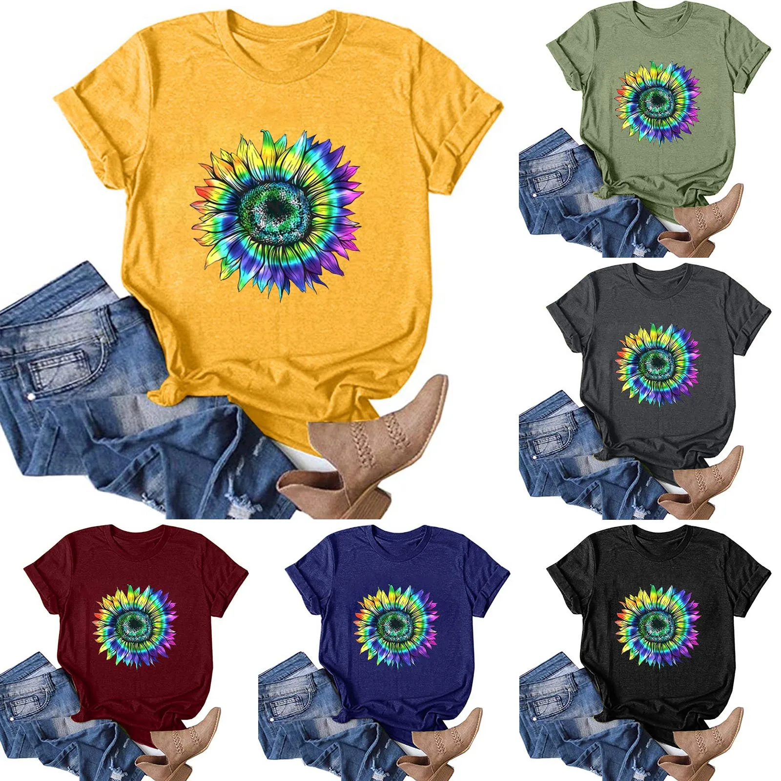 

Women Casual Printing Short Sleeves Crew Neck Loose TShirt High Street Clothing Digital 3D Printing Women Clothes Street Vintage