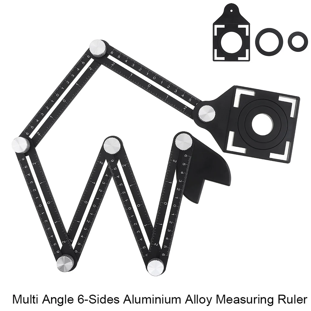 

Multi Angle Measuring Ruler Aluminum Alloy with Right Angle Positioning Fish Tail Perforated Mold Template Tool Angle Templates