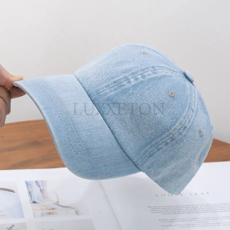 Washed Blank Vintage Men Denim Baseball Cap Brand New Solid Color Casual Jeans Hat for Women Brand Bone Leisure Dad Hats images - 6