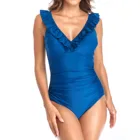 Женский однотонный купальник с принтом, сексуальный цельный купальник с оборками в европейском и американском стиле, бикини для женщин, 2022 новинка