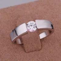 color silver rings beautiful cute hot wedding gift party white gold color zircon crystal men women wedding rings jewelry