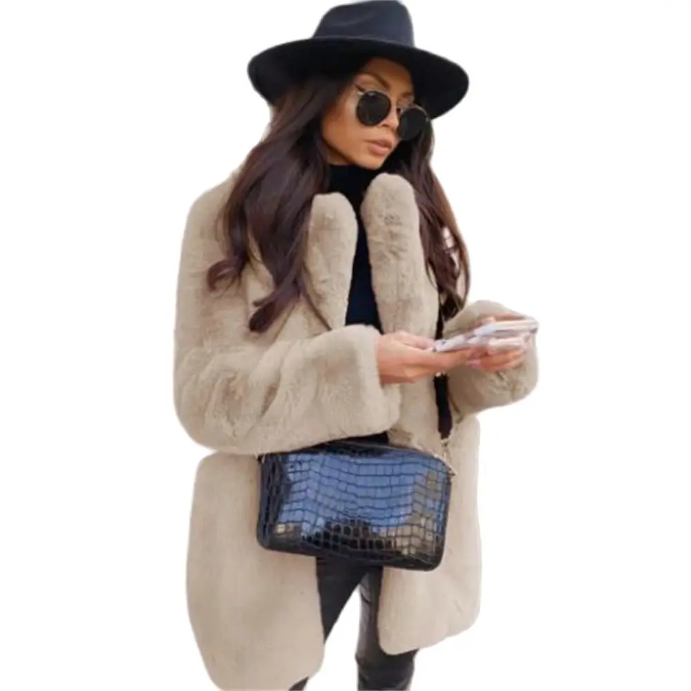 

Faux Fur Coat Women Purple Long Sleeve Lapel Winter Coat 2024 New Fashion Temperament Office LadyWhite Fur Jackets Clothing Red