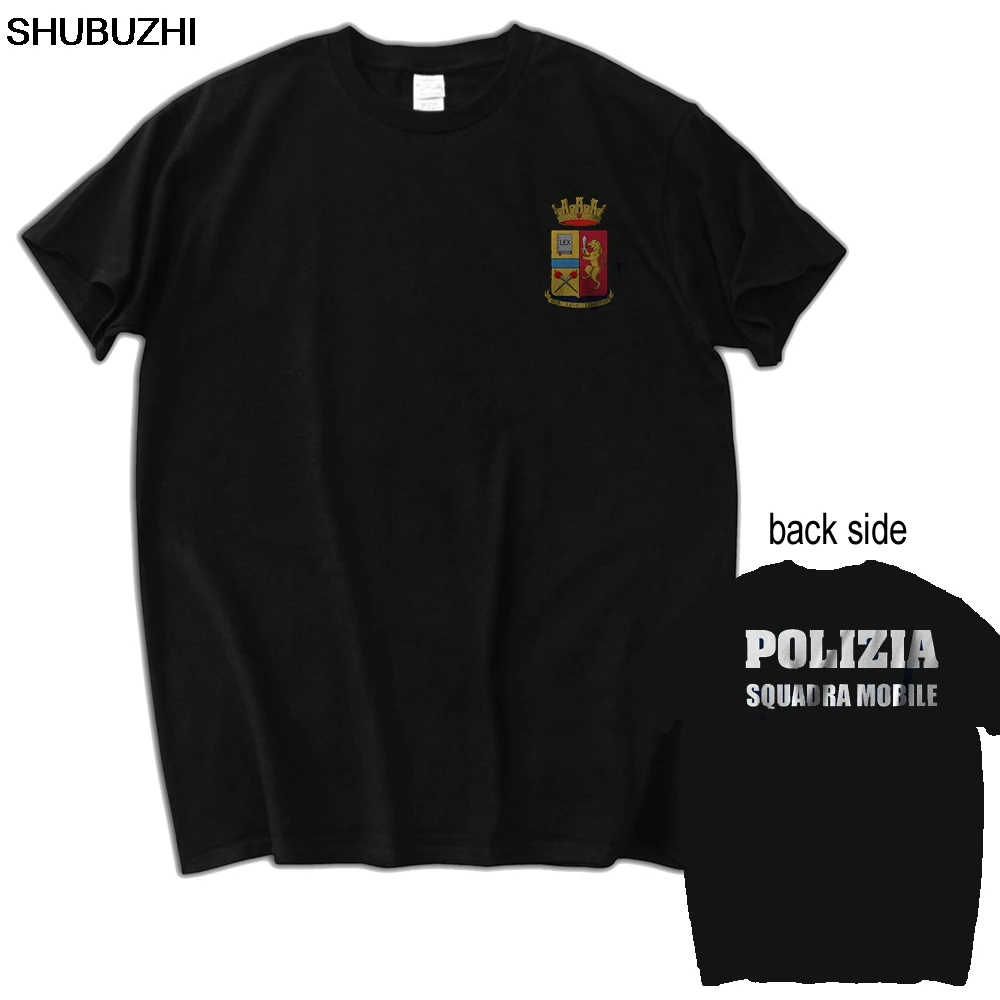 

Polizia Di Stato Italia Italy Squadra Mobile New Men'S Casual Letter Printed Top Quality Printed Shirts