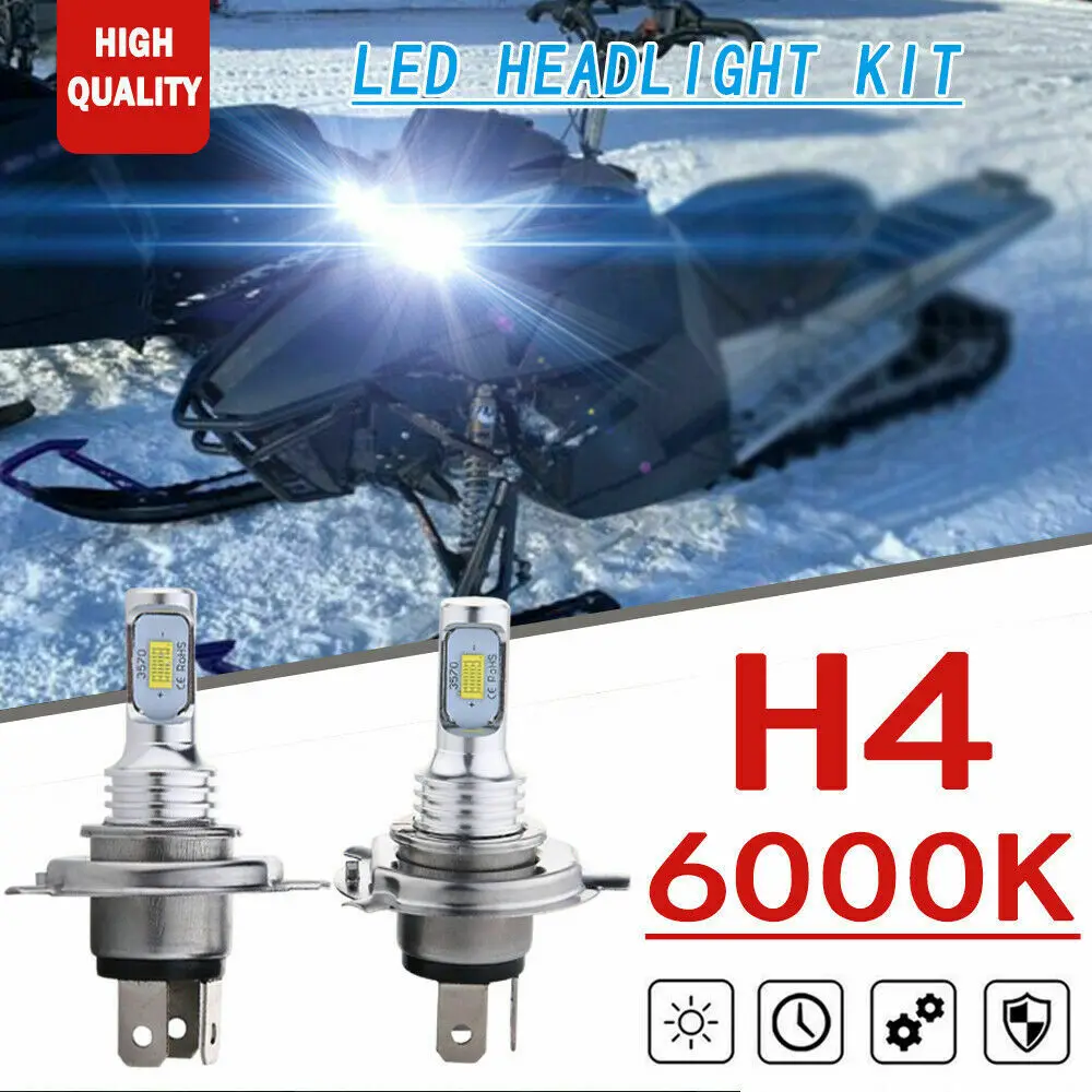 

2x LED Headlight Bulbs HID White For Arctic Cat M8000 2014-2018 Proclimb M1100 2012-2013 XF 6000 2015-2018 Wildcat 650 88-1990