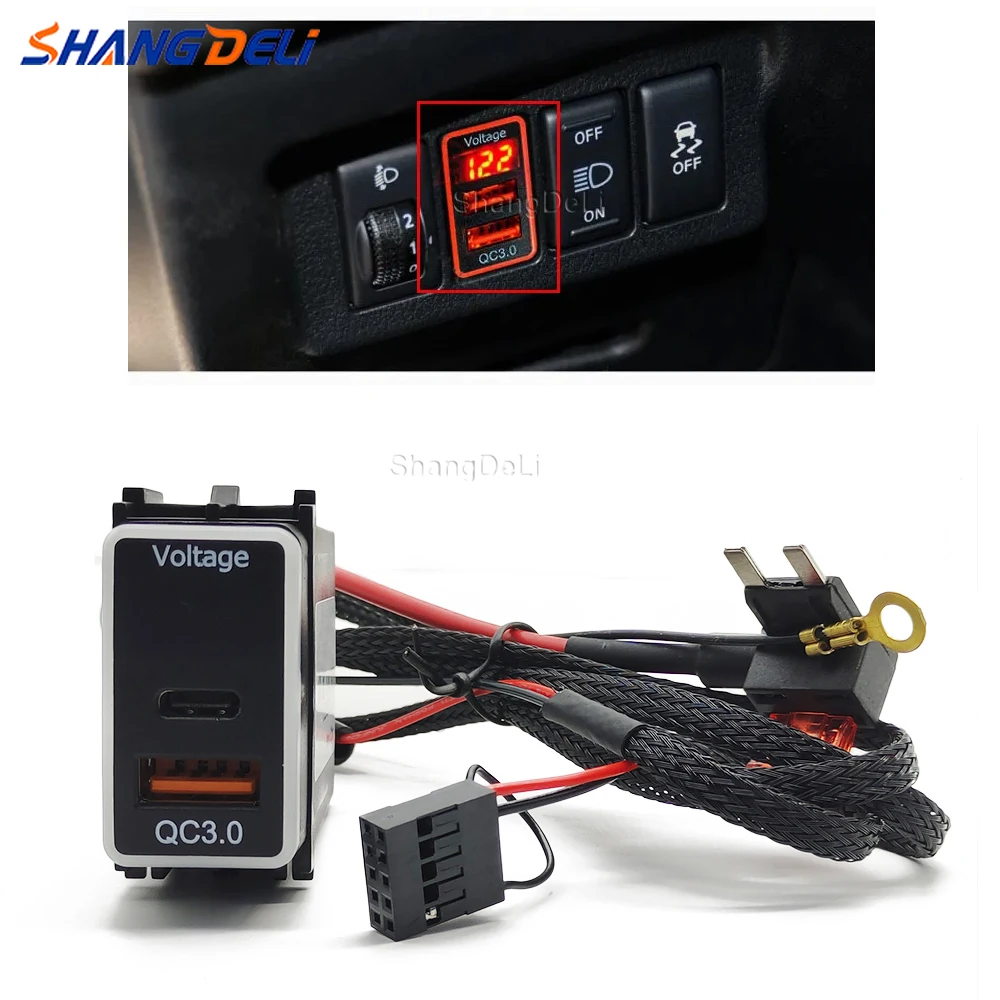 

Быстрое Автомобильное зарядное устройство 12 В/24 В, адаптер USB QC3.0 PD для Nissan патруль Y62 X-TRAIL, аксессуары для телефона