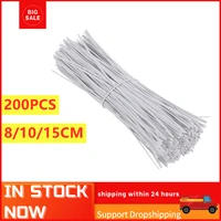 200pcs 15x0 2cm flat mouth plastic coated iron wire twist ties cable wrap bonsai tied silk galvanized organizer ties white
