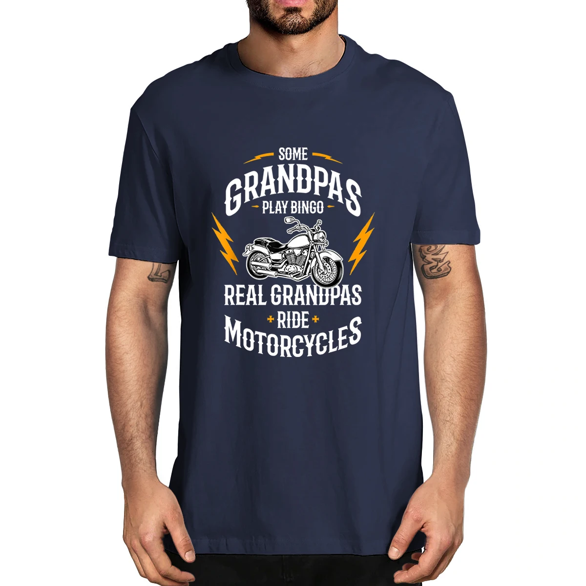 

100% Cotton Mens Some Grandpas Play Bingo Real Grandpas Ride Motorcycles Men's Novelty T-Shirt Women Casual Streetwear Soft Tee