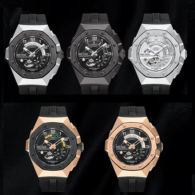 Reef Tiger для мужских часов автоматические наручные часы механический механизм